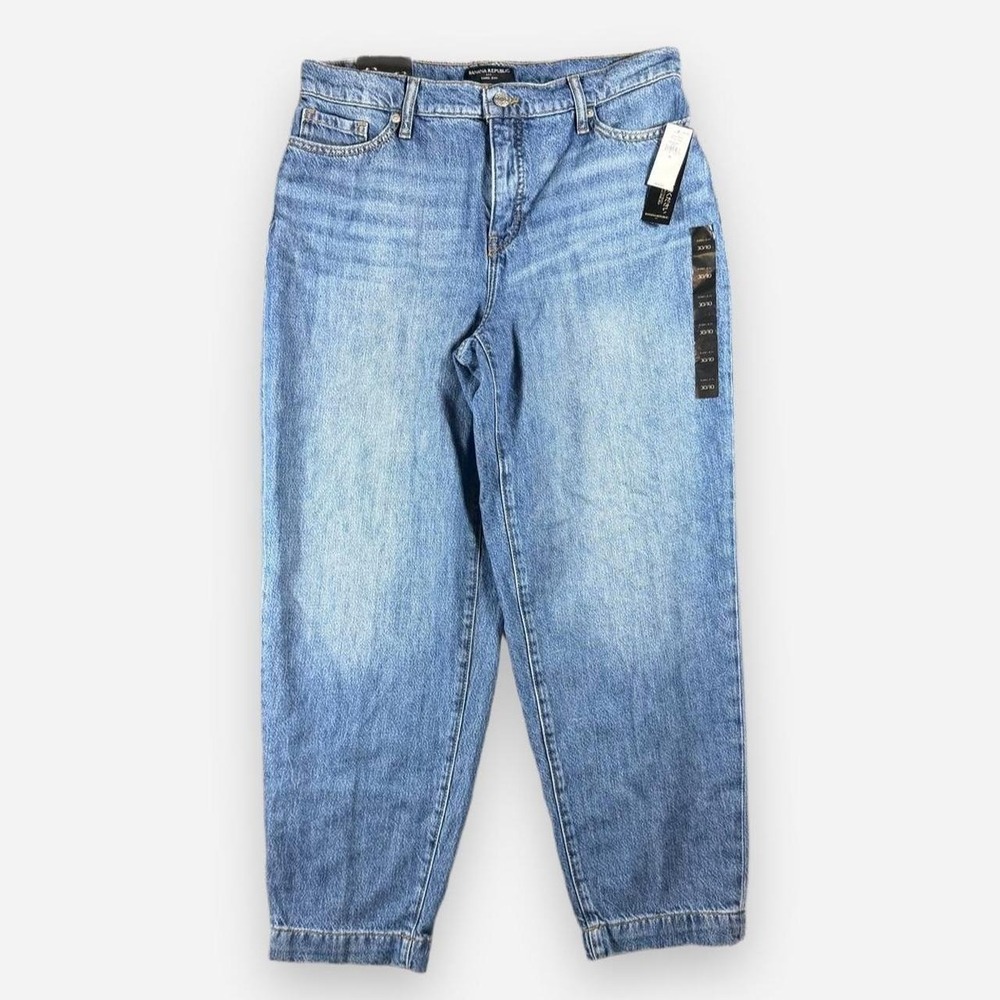 NEW Banana Republic High Rise Barrel Ankle Jeans Med Wash Size 30/10